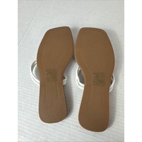 Azalea Wang Women's 7 Stetson White Slip On Square Toe Knot Sandals New 0185 - Picture 4 of 14